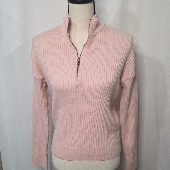 Sanctuary Sweaters - Sanctuary Light Pink Half-Zip Sweater